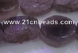 CAG8446 15.5 inches 20*30mm oval grey druzy agate gemstone beads