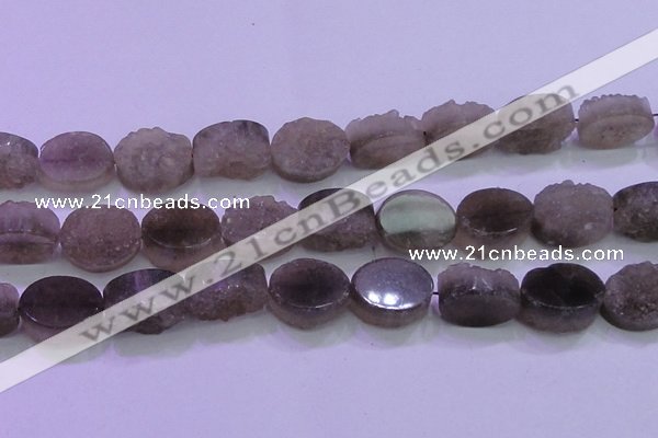 CAG8446 15.5 inches 20*30mm oval grey druzy agate gemstone beads