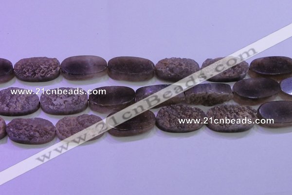 CAG8447 15.5 inches 15*30mm oval grey druzy agate gemstone beads