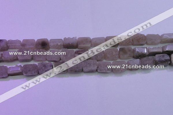 CAG8451 15.5 inches 10*14mm rectangle grey druzy agate gemstone beads