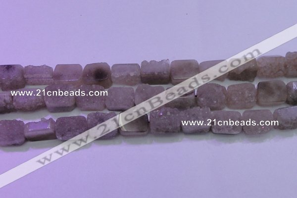 CAG8453 15.5 inches 13*18mm rectangle grey druzy agate gemstone beads