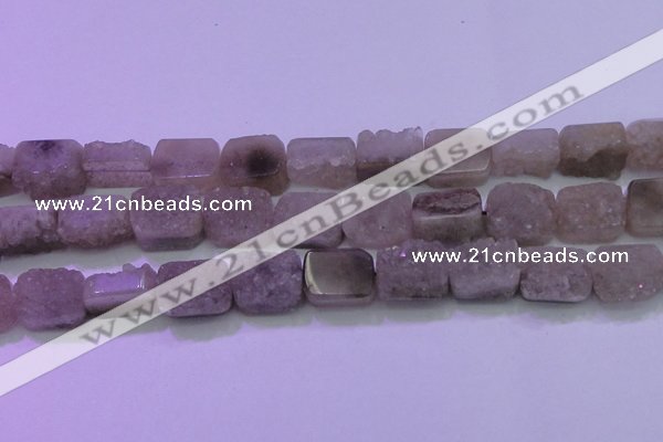 CAG8454 15.5 inches 15*20mm rectangle grey druzy agate gemstone beads