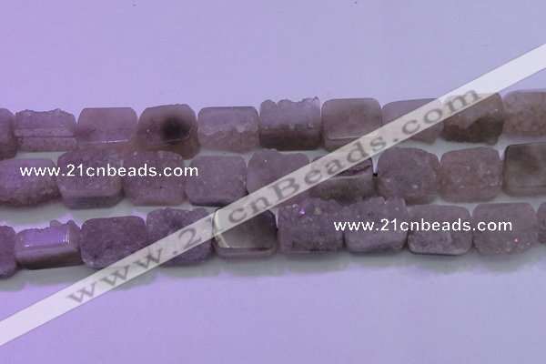 CAG8455 15.5 inches 18*25mm rectangle grey druzy agate gemstone beads