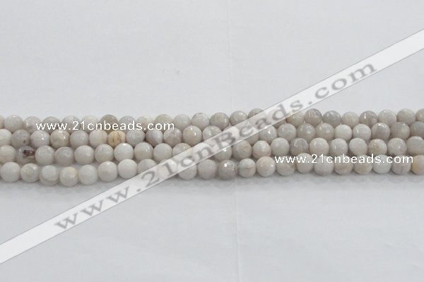 CAG8515 15.5 inches 8mm faceted round grey agate beads wholesale