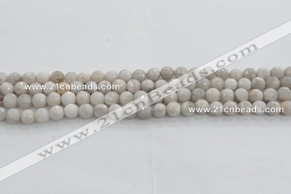 CAG8516 15.5 inches 10mm faceted round grey agate beads wholesale