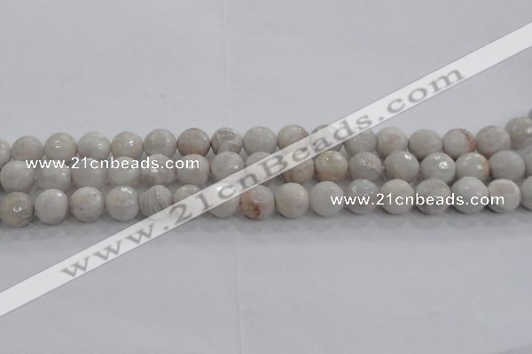 CAG8517 15.5 inches 12mm faceted round grey agate beads wholesale