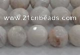 CAG8518 15.5 inches 14mm faceted round grey agate beads wholesale