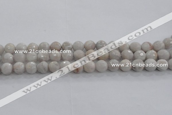 CAG8518 15.5 inches 14mm faceted round grey agate beads wholesale