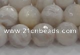 CAG8519 15.5 inches 16mm faceted round grey agate beads wholesale