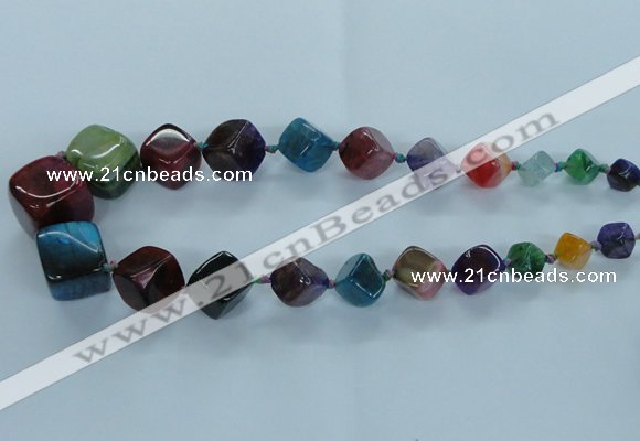 CAG8526 15.5 inches 9*10mm - 23*24mm cube dragon veins agate beads