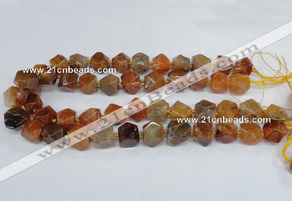 CAG8553 12*14mm - 14*15mm faceted nuggets dragon veins agate beads