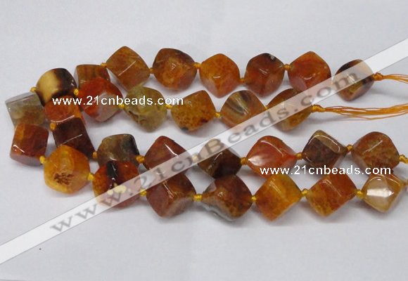 CAG8572 15.5 inches 15*16mm - 17*18mm cube dragon veins agate beads