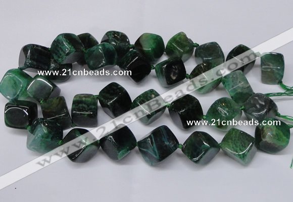 CAG8576 15.5 inches 15*16mm - 17*18mm cube dragon veins agate beads