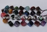 CAG8577 15.5 inches 15*16mm - 17*18mm cube dragon veins agate beads