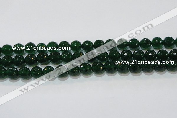 CAG8585 15.5 inches 14mm faceted round green agate gemstone beads