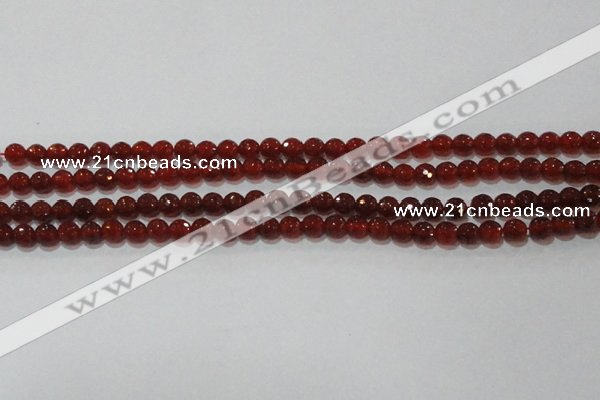 CAG8590 15.5 inches 6mm faceted round red agate gemstone beads