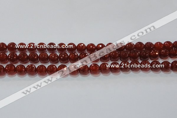 CAG8592 15.5 inches 10mm faceted round red agate gemstone beads