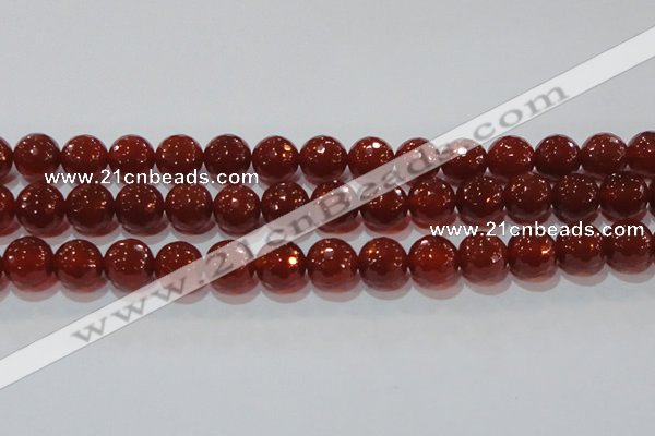 CAG8595 15.5 inches 16mm faceted round red agate gemstone beads