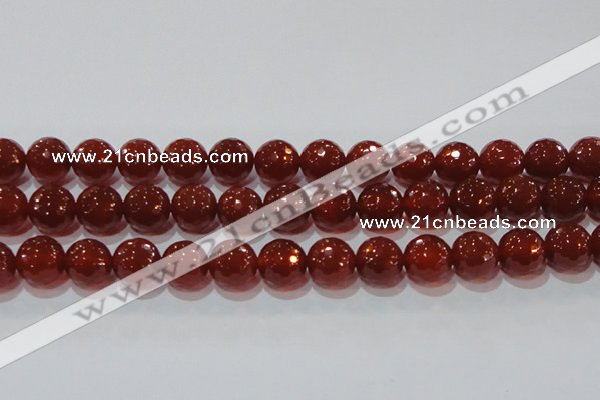 CAG8596 15.5 inches 18mm faceted round red agate gemstone beads