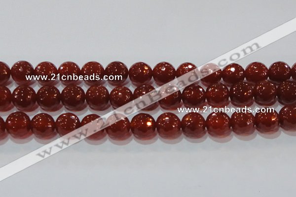 CAG8597 15.5 inches 20mm faceted round red agate gemstone beads