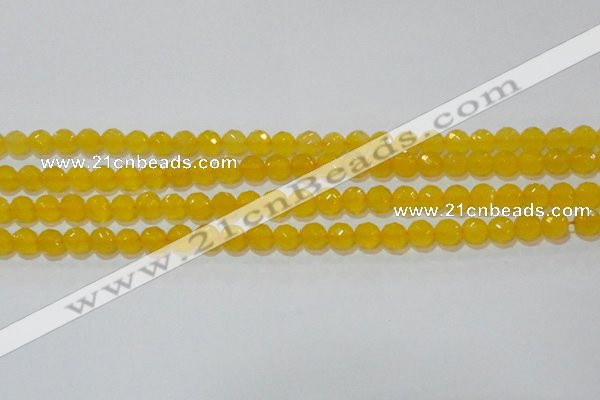 CAG8602 15.5 inches 8mm faceted round yellow agate gemstone beads