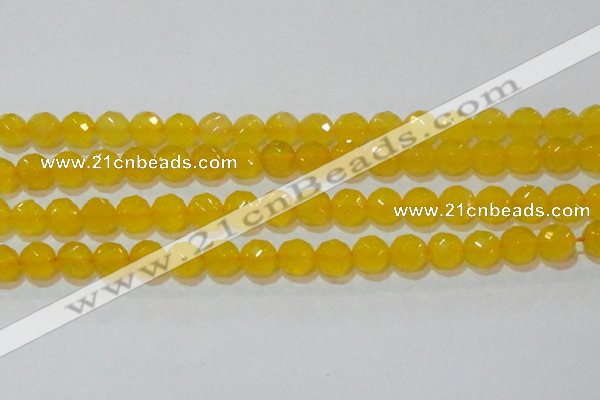 CAG8605 15.5 inches 14mm faceted round yellow agate gemstone beads