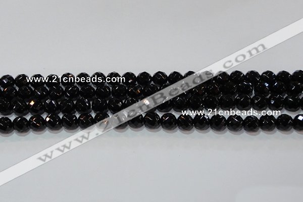 CAG8612 15.5 inches 10mm faceted round black agate gemstone beads