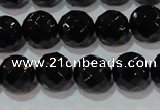 CAG8613 15.5 inches 12mm faceted round black agate gemstone beads