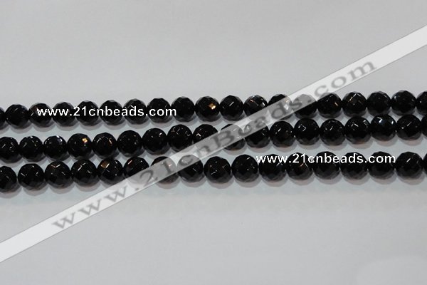 CAG8613 15.5 inches 12mm faceted round black agate gemstone beads