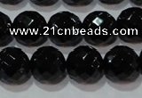 CAG8614 15.5 inches 14mm faceted round black agate gemstone beads