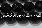 CAG8615 15.5 inches 16mm faceted round black agate gemstone beads