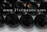 CAG8616 15.5 inches 18mm faceted round black agate gemstone beads