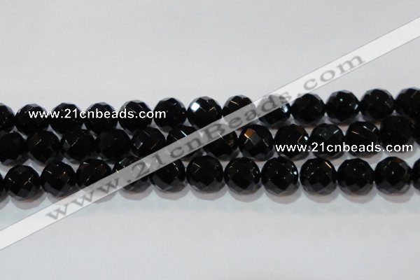 CAG8617 15.5 inches 20mm faceted round black agate gemstone beads