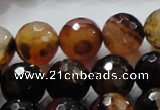 CAG865 15.5 inches 14mm faceted round agate gemstone beads