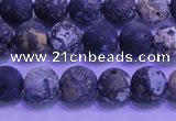 CAG8651 15.5 inches 6mm round matte blue ocean agate beads