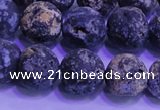 CAG8654 15.5 inches 12mm round matte blue ocean agate beads