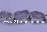 CAG8660 7.5 inches 13*18mm freeform silver plated druzy agate beads