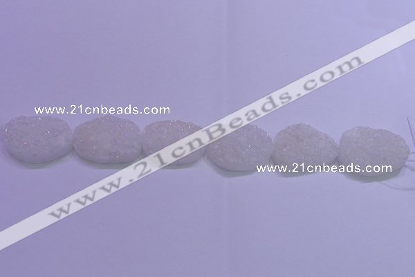 CAG8665 7.5 inches 22*30mm freeform white plated druzy agate beads