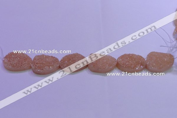 CAG8666 7.5 inches 22*30mm freeform champagne plated druzy agate beads