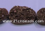 CAG8667 7.5 inches 22*30mm freeform glod plated druzy agate beads