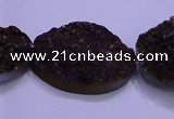 CAG8668 7.5 inches 22*30mm freeform purple plated druzy agate beads