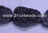 CAG8670 7.5 inches 22*30mm freeform black plated druzy agate beads