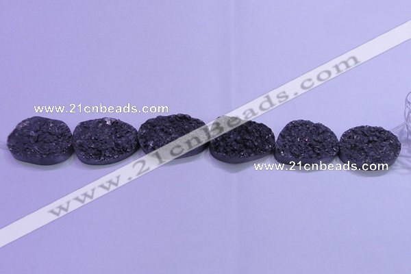 CAG8670 7.5 inches 22*30mm freeform black plated druzy agate beads