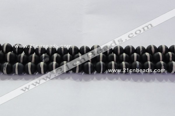 CAG8691 15.5 inches 8mm round matte tibetan agate gemstone beads