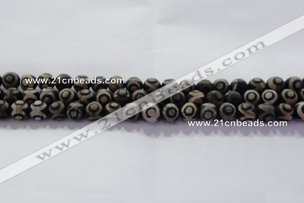 CAG8701 15.5 inches 8mm round matte tibetan agate gemstone beads