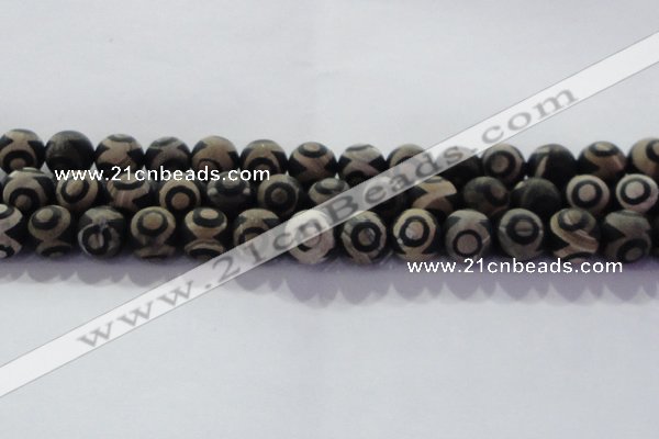 CAG8703 15.5 inches 12mm round matte tibetan agate gemstone beads