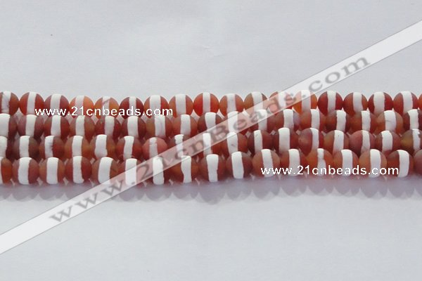 CAG8707 15.5 inches 10mm round matte tibetan agate gemstone beads