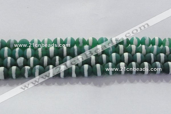 CAG8713 15.5 inches 12mm round matte tibetan agate gemstone beads