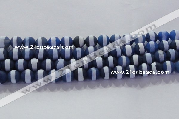 CAG8718 15.5 inches 12mm round matte tibetan agate gemstone beads