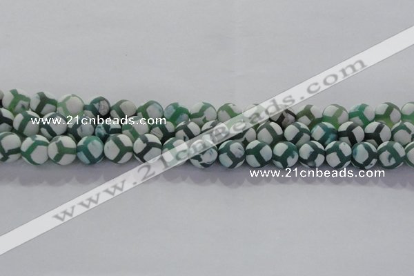 CAG8722 15.5 inches 10mm round matte tibetan agate gemstone beads